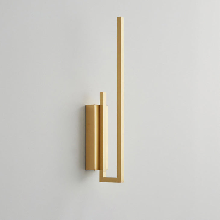 Moderne Mid-Century-Kupferlinie Gebogener Haken Geometrische LED-Wandleuchte Für das Bett 