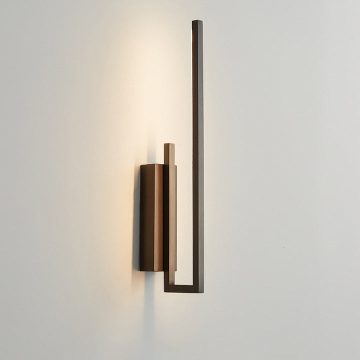 Moderne Mid-Century-Kupferlinie Gebogener Haken Geometrische LED-Wandleuchte Für das Bett 