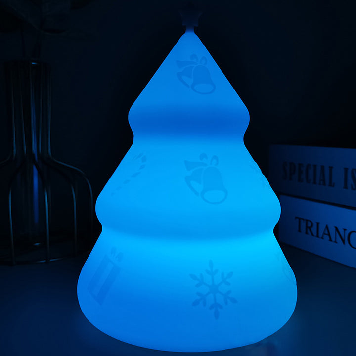 Contemporary Creative Rechargeable Battery ABS Silica Christmas Tree Bell Snow LED Table Lamp Night Light For Bedside