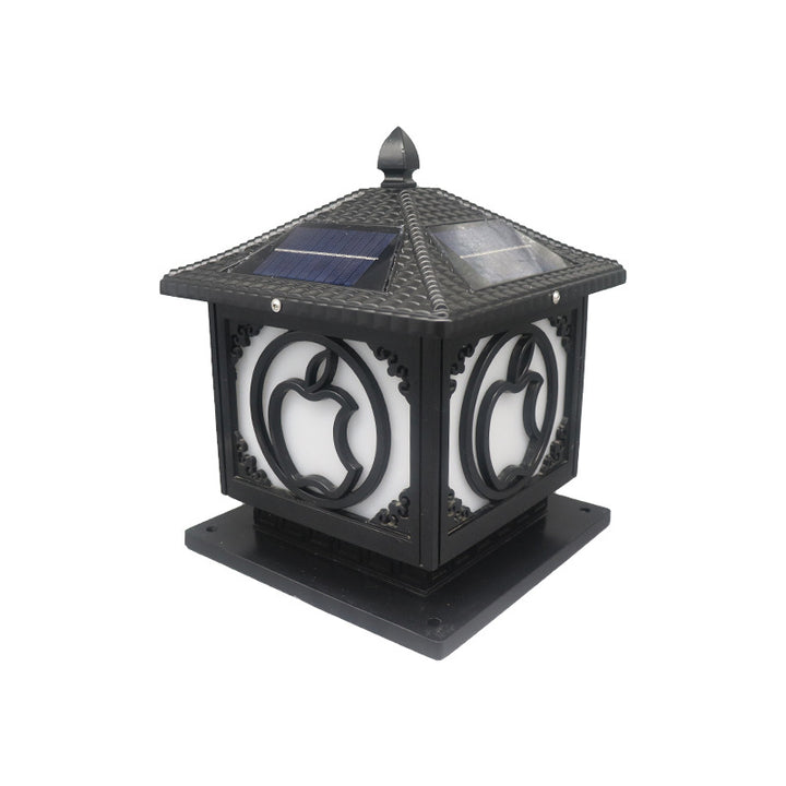 Traditional Chinese Solar Waterproof Aluminum Acrylic Square Pointed Apple LED Outdoor Light For Garden