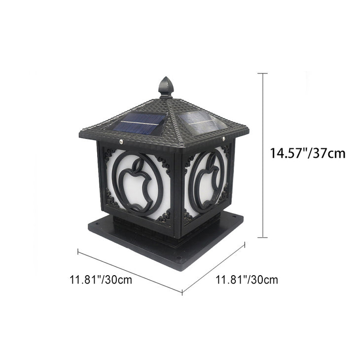 Traditional Chinese Solar Waterproof Aluminum Acrylic Square Pointed Apple LED Outdoor Light For Garden