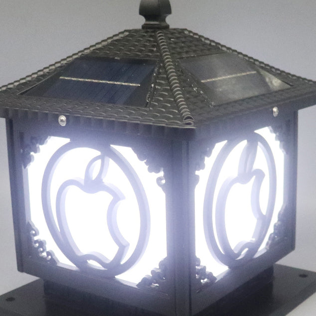 Traditional Chinese Solar Waterproof Aluminum Acrylic Square Pointed Apple LED Outdoor Light For Garden