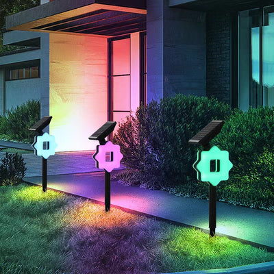 Modern Art Deco Solar Waterproof ABS PC Round Moon Triangle Polygon Geometric LED Outdoor Light Landscape Lighting For Garden