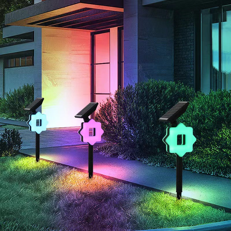 Modern Art Deco Solar Waterproof ABS PC Round Moon Triangle Polygon Geometric LED Outdoor Light Landscape Lighting For Garden