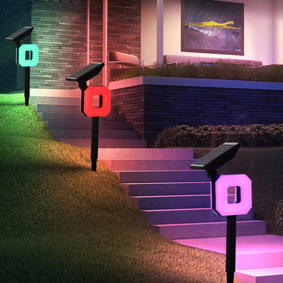 Modern Art Deco Solar Waterproof ABS PC Round Moon Triangle Polygon Geometric LED Outdoor Light Landscape Lighting For Garden