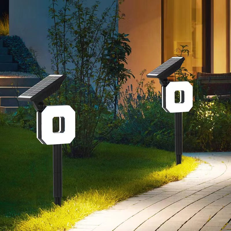 Modern Art Deco Solar Waterproof ABS PC Round Moon Triangle Polygon Geometric LED Outdoor Light Landscape Lighting For Garden