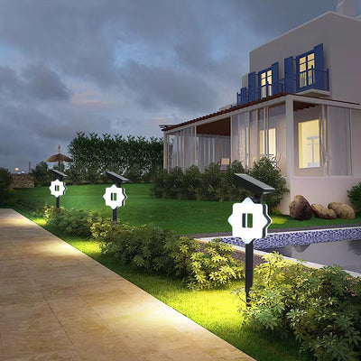Modern Art Deco Solar Waterproof ABS PC Round Moon Triangle Polygon Geometric LED Outdoor Light Landscape Lighting For Garden