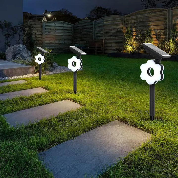Moderne Art Deco Solar Wasserdichte ABS PC Runde Mond Dreieck Polygon Geometrische LED Außenleuchte Landschaftsbeleuchtung Für Garten 