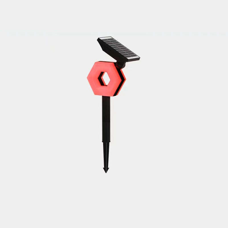 Modern Art Deco Solar Waterproof ABS PC Round Moon Triangle Polygon Geometric LED Outdoor Light Landscape Lighting For Garden