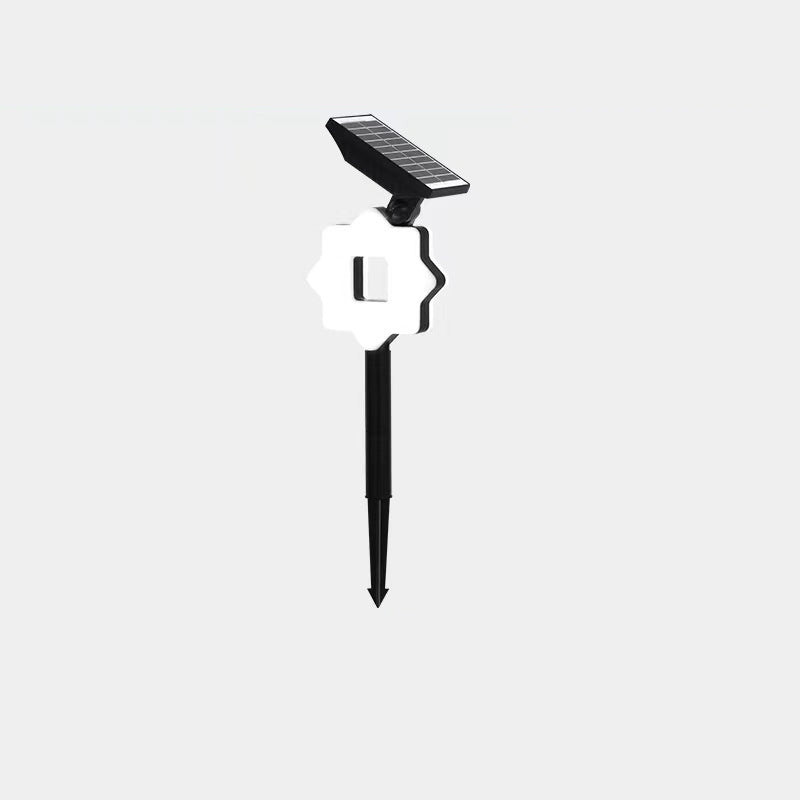 Modern Art Deco Solar Waterproof ABS PC Round Moon Triangle Polygon Geometric LED Outdoor Light Landscape Lighting For Garden