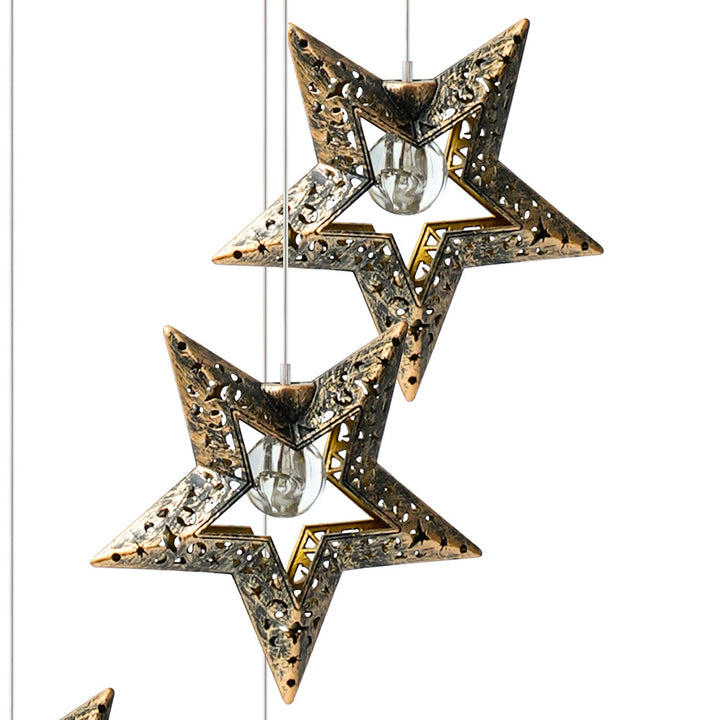 Décoration Contemporaine Bohème Solaire Imperméable ABS Métal Lune Soleil Étoile Carillon Éolien Suspendu LED Lumière Extérieure Éclairage Paysager Pour Patio Extérieur 