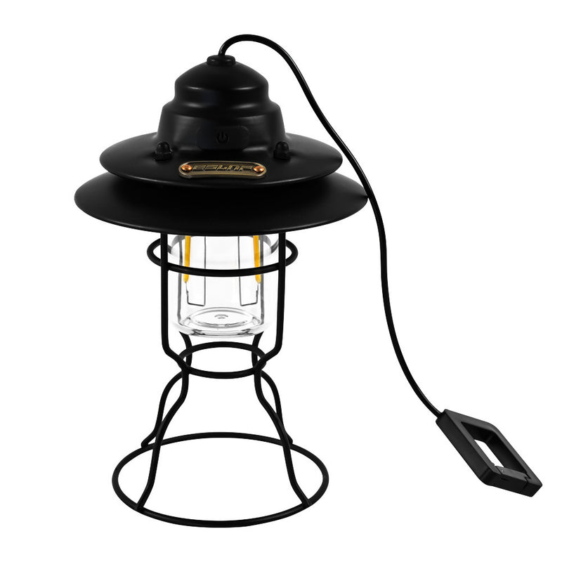 مصباح LED خارجي محمول للمخيمات مقاوم للماء وقابل للشحن مصنوع من الحديد وABS وPC بتصميم معاصر ريترو للباحات الخارجية 