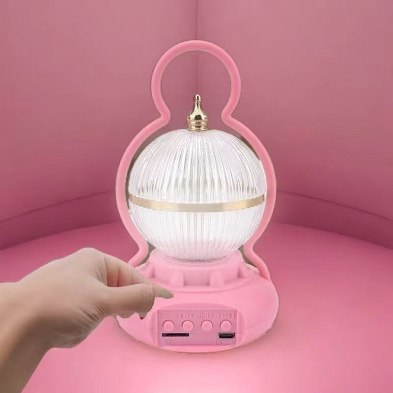 Lámpara de mesa LED recargable con Bluetooth de audio de aluminio ABS PS bola calabaza contemporánea creativa luz nocturna para mesita de noche 