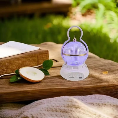 Lámpara de mesa LED recargable con Bluetooth de audio de aluminio ABS PS bola calabaza contemporánea creativa luz nocturna para mesita de noche 