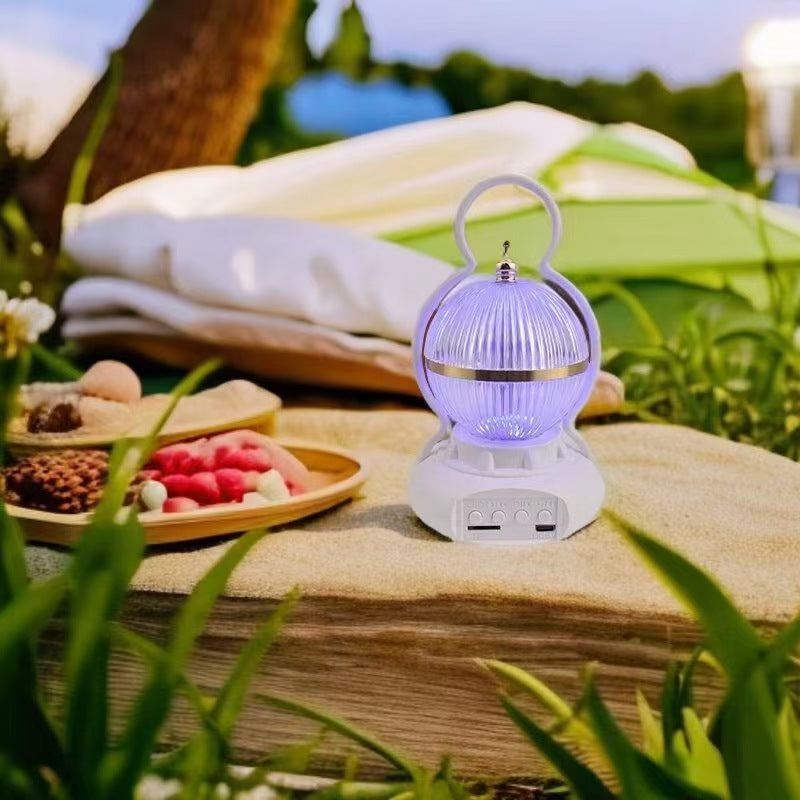 Lámpara de mesa LED recargable con Bluetooth de audio de aluminio ABS PS bola calabaza contemporánea creativa luz nocturna para mesita de noche 