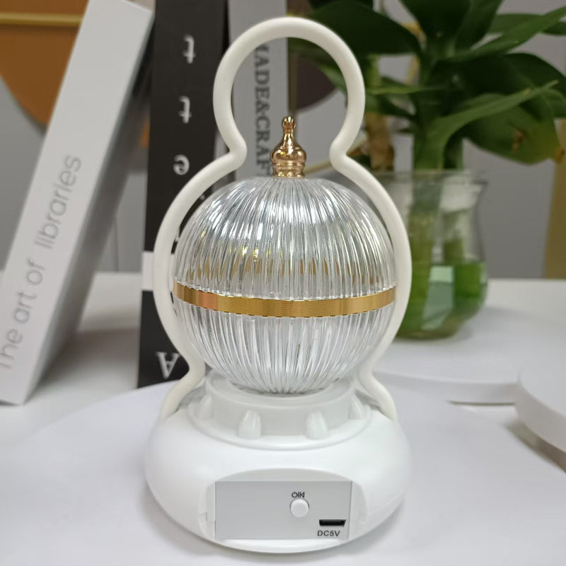 Lámpara de mesa LED recargable con Bluetooth de audio de aluminio ABS PS bola calabaza contemporánea creativa luz nocturna para mesita de noche 