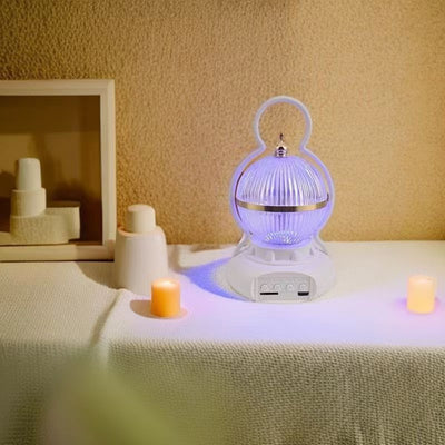 Lámpara de mesa LED recargable con Bluetooth de audio de aluminio ABS PS bola calabaza contemporánea creativa luz nocturna para mesita de noche 