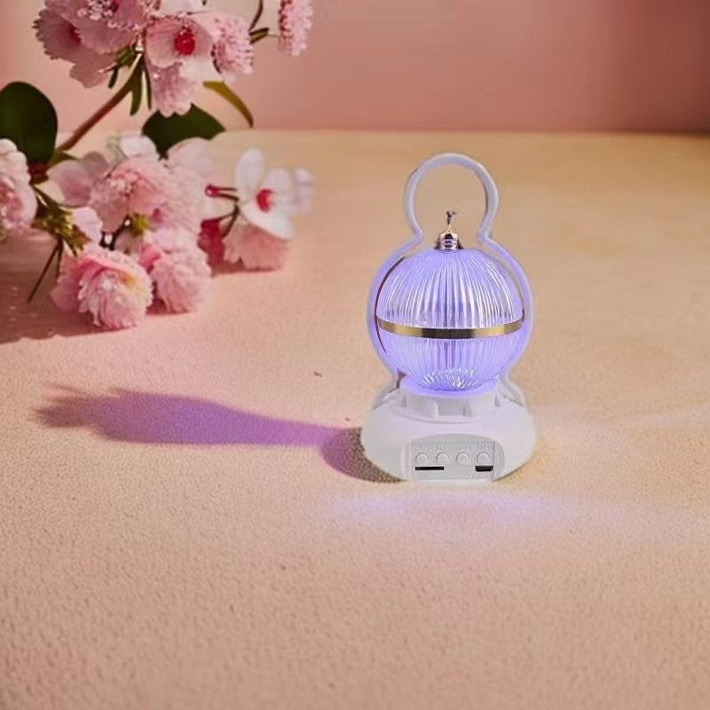Lámpara de mesa LED recargable con Bluetooth de audio de aluminio ABS PS bola calabaza contemporánea creativa luz nocturna para mesita de noche 