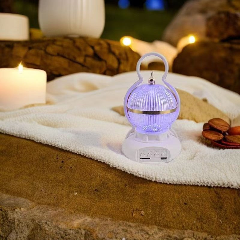 Lámpara de mesa LED recargable con Bluetooth de audio de aluminio ABS PS bola calabaza contemporánea creativa luz nocturna para mesita de noche 