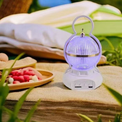 Lámpara de mesa LED recargable con Bluetooth de audio de aluminio ABS PS bola calabaza contemporánea creativa luz nocturna para mesita de noche 