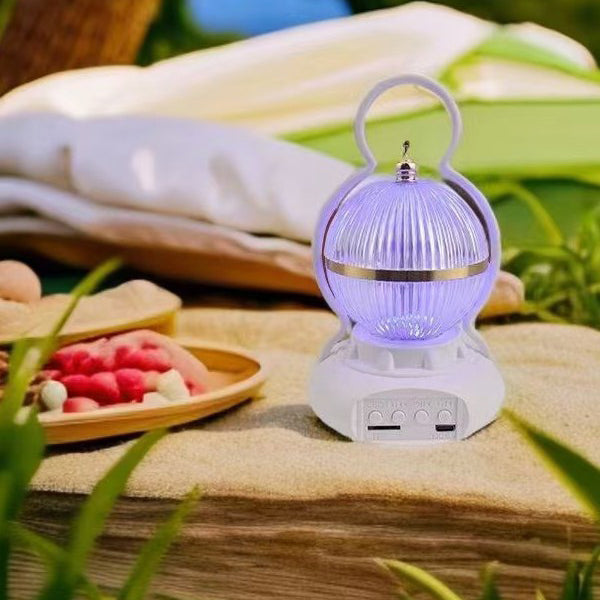 Lámpara de mesa LED recargable con Bluetooth de audio de aluminio ABS PS bola calabaza contemporánea creativa luz nocturna para mesita de noche 