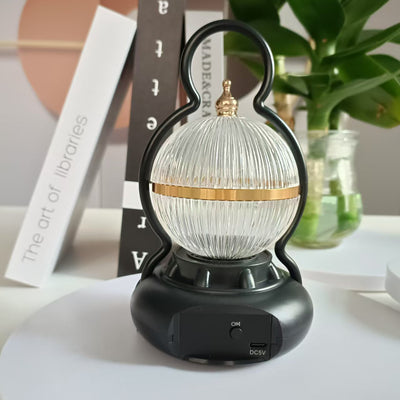 Lámpara de mesa LED recargable con Bluetooth de audio de aluminio ABS PS bola calabaza contemporánea creativa luz nocturna para mesita de noche 