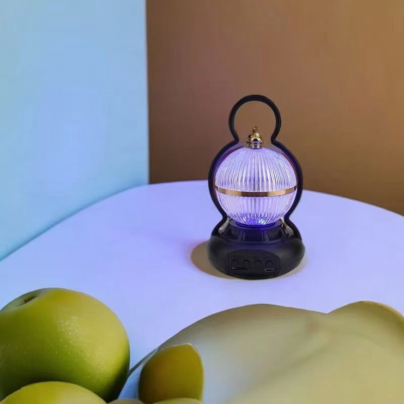 Lámpara de mesa LED recargable con Bluetooth de audio de aluminio ABS PS bola calabaza contemporánea creativa luz nocturna para mesita de noche 