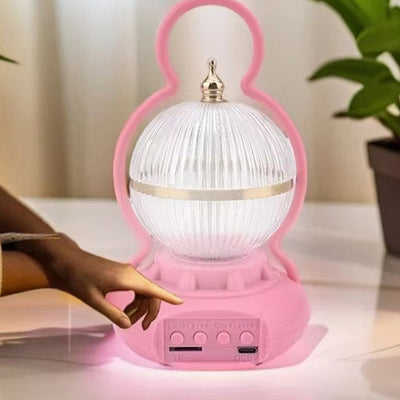 Lámpara de mesa LED recargable con Bluetooth de audio de aluminio ABS PS bola calabaza contemporánea creativa luz nocturna para mesita de noche 
