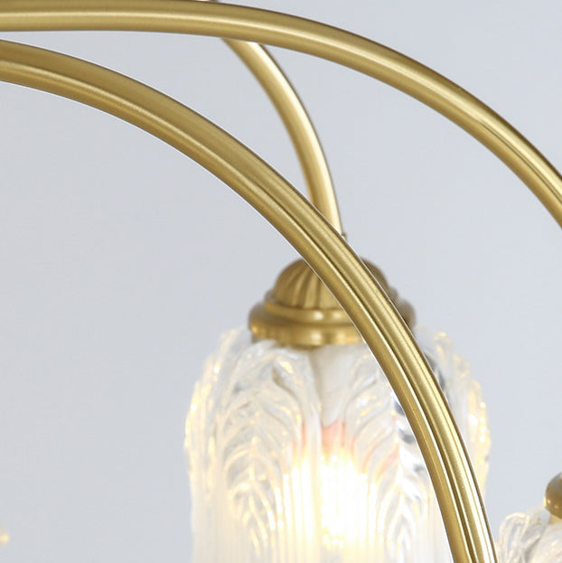 Traditional French Brass Glass Crystal Floral Bud 6/8/10/12-Light Chandeliers For Living Room