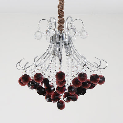 Traditional European Crystal Iron Hardware Beads Bouquet 3/4 Light Chandeliers For Dining Room