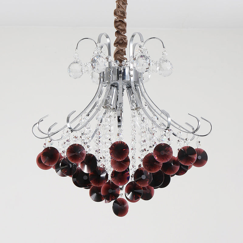 Traditional European Crystal Iron Hardware Beads Bouquet 3/4 Light Chandeliers For Dining Room