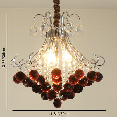 Traditional European Crystal Iron Hardware Beads Bouquet 3/4 Light Chandeliers For Dining Room