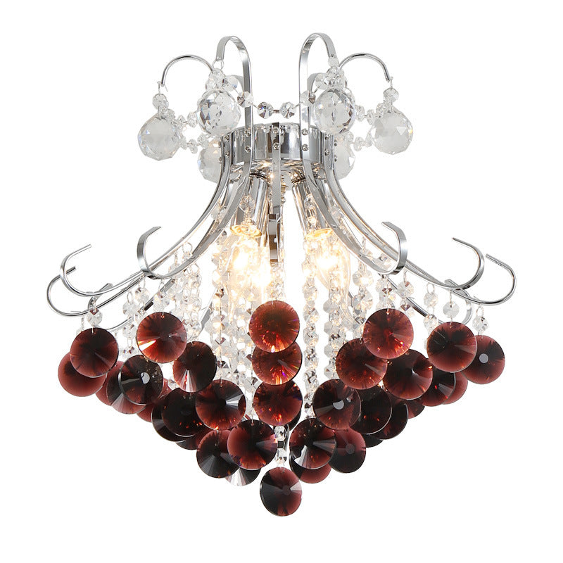 Traditional European Crystal Iron Hardware Beads Bouquet 3/4 Light Chandeliers For Dining Room