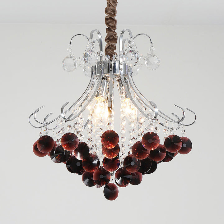 Traditional European Crystal Iron Hardware Beads Bouquet 3/4 Light Chandeliers For Dining Room