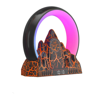 現代的なクリエイティブABS充電式Bluetoothサークル火山クラックル時計LEDアンビエントライトテーブルランプベッドサイド用 