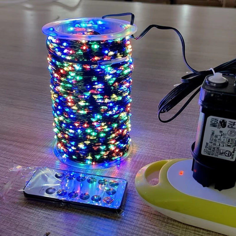 Modern Art Deco Waterproof Copper Wire Plastic Greenery Rattan Christmas Tree Decoration LED String Light For Entertainment Room