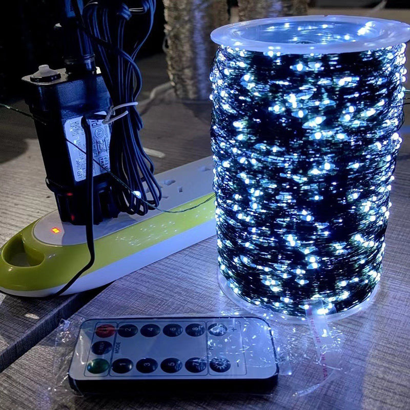 Modern Art Deco Waterproof Copper Wire Plastic Greenery Rattan Christmas Tree Decoration LED String Light For Entertainment Room