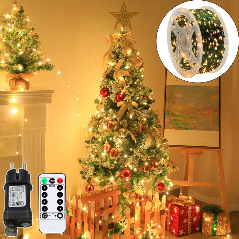 Modern Art Deco Waterproof Copper Wire Plastic Greenery Rattan Christmas Tree Decoration LED String Light For Entertainment Room