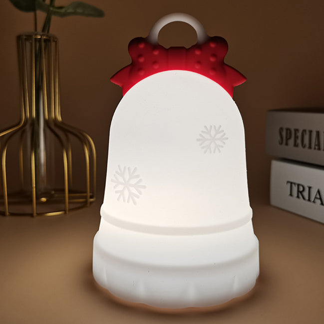 Lámpara de mesa LED con luz nocturna para mesita de noche, decoración de campana de nieve de sílice ABS con batería recargable creativa contemporánea 