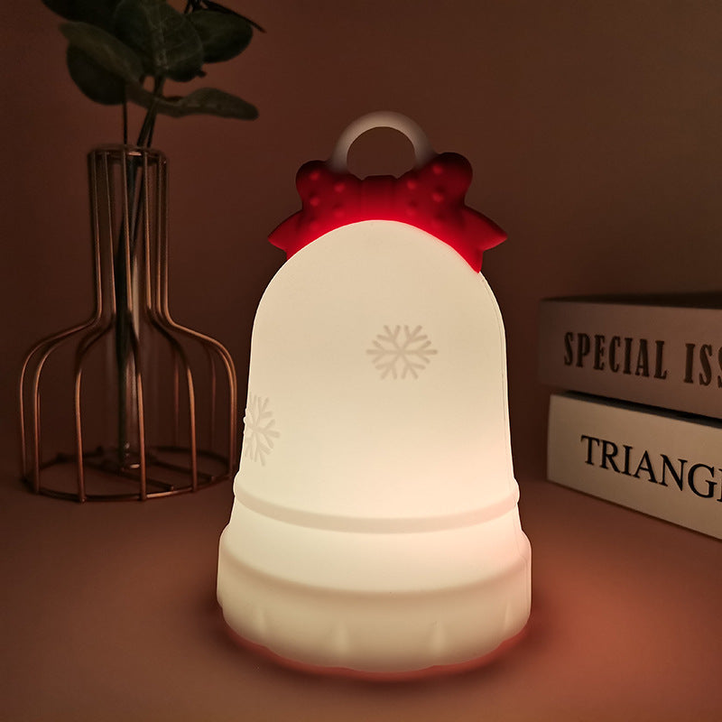 Lámpara de mesa LED con luz nocturna para mesita de noche, decoración de campana de nieve de sílice ABS con batería recargable creativa contemporánea 