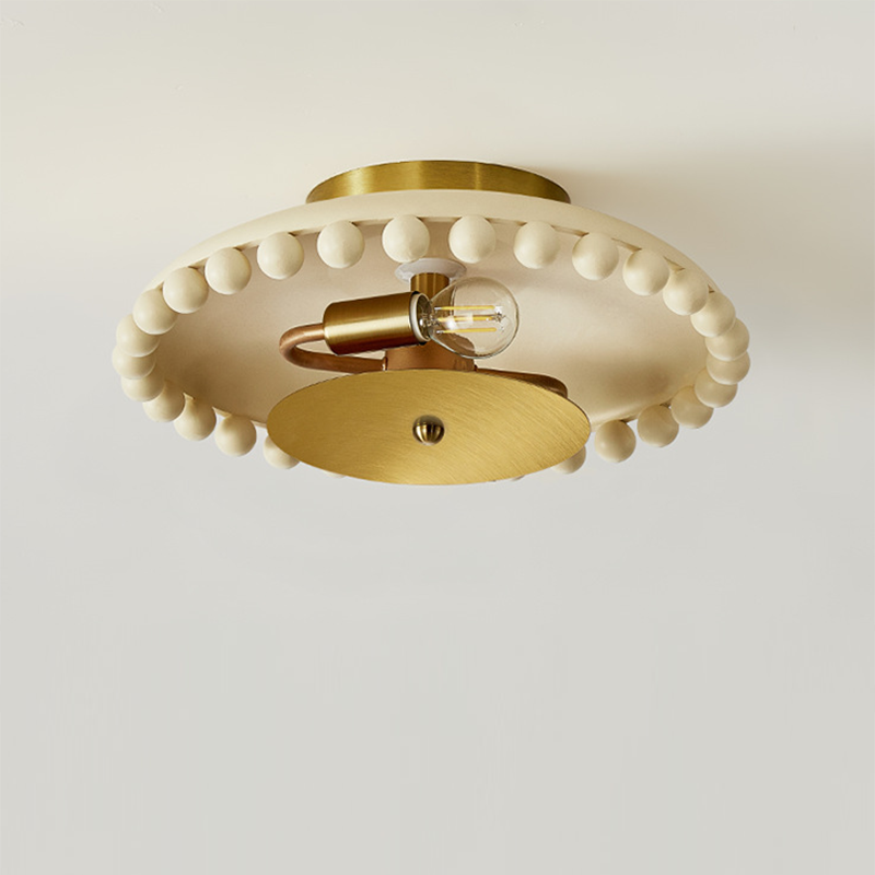 Bol en métal résine traditionnelle française boule ronde 2 lumières semi-encastré plafonnier pour couloir 