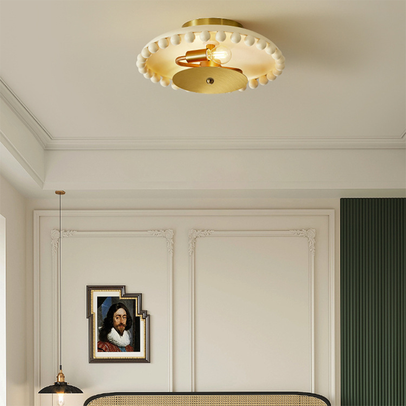 Bol en métal résine traditionnelle française boule ronde 2 lumières semi-encastré plafonnier pour couloir 