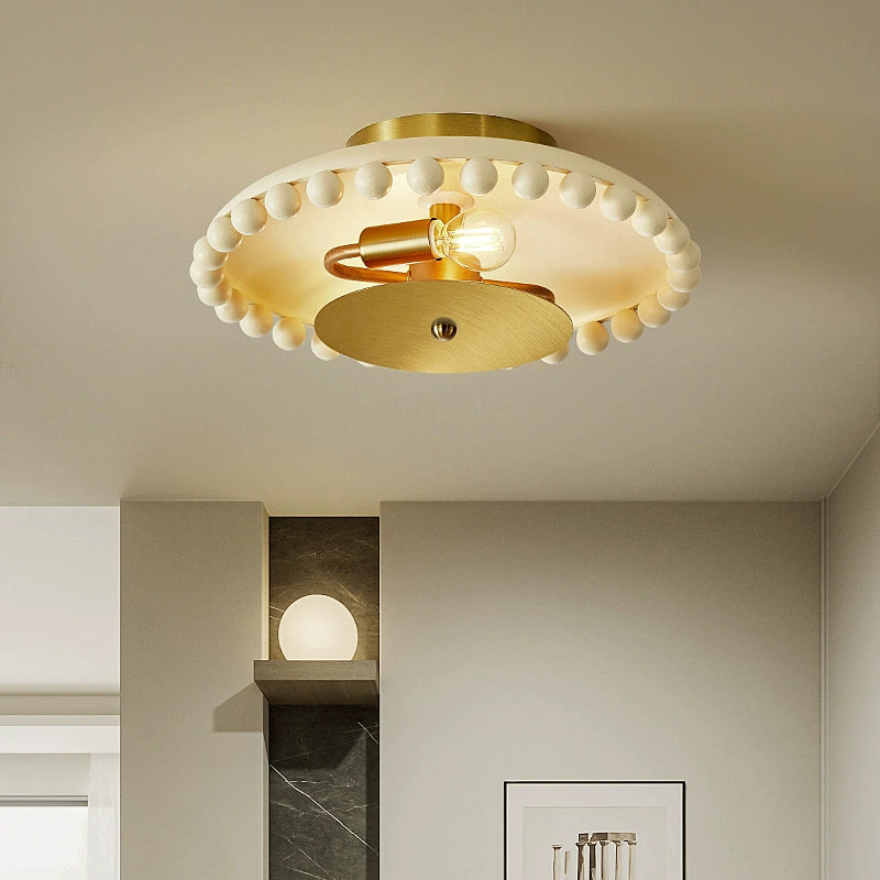 Bol en métal résine traditionnelle française boule ronde 2 lumières semi-encastré plafonnier pour couloir 