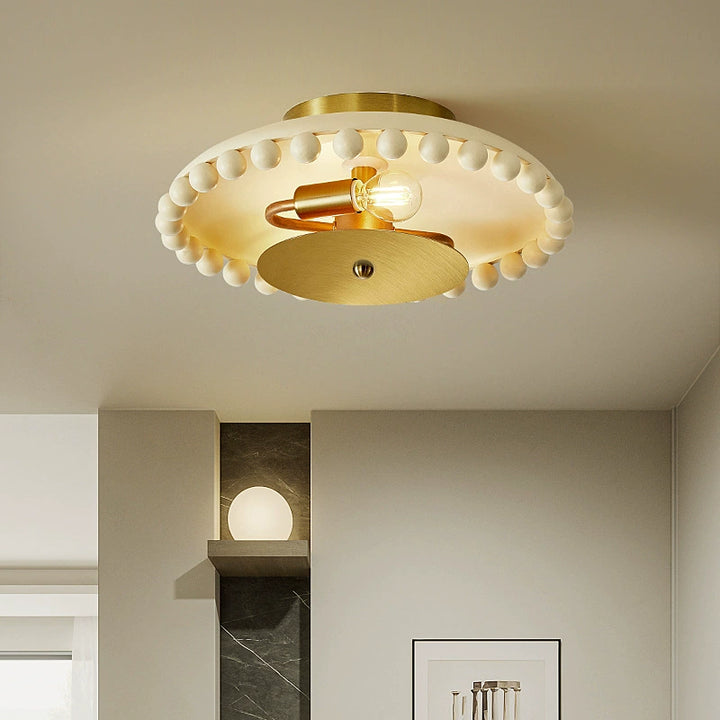 Bol en métal résine traditionnelle française boule ronde 2 lumières semi-encastré plafonnier pour couloir 