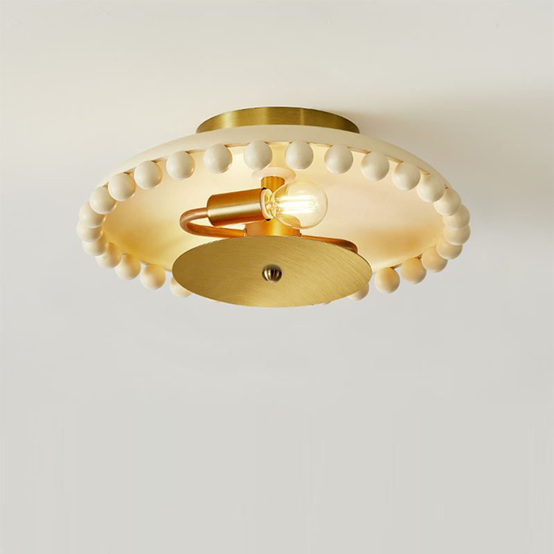 Bol en métal résine traditionnelle française boule ronde 2 lumières semi-encastré plafonnier pour couloir 