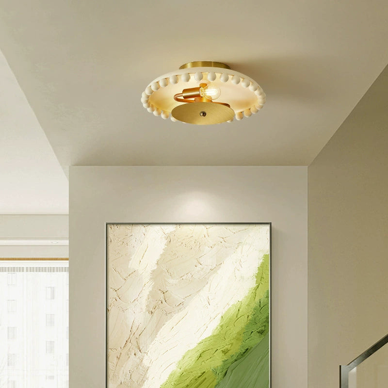 Bol en métal résine traditionnelle française boule ronde 2 lumières semi-encastré plafonnier pour couloir 