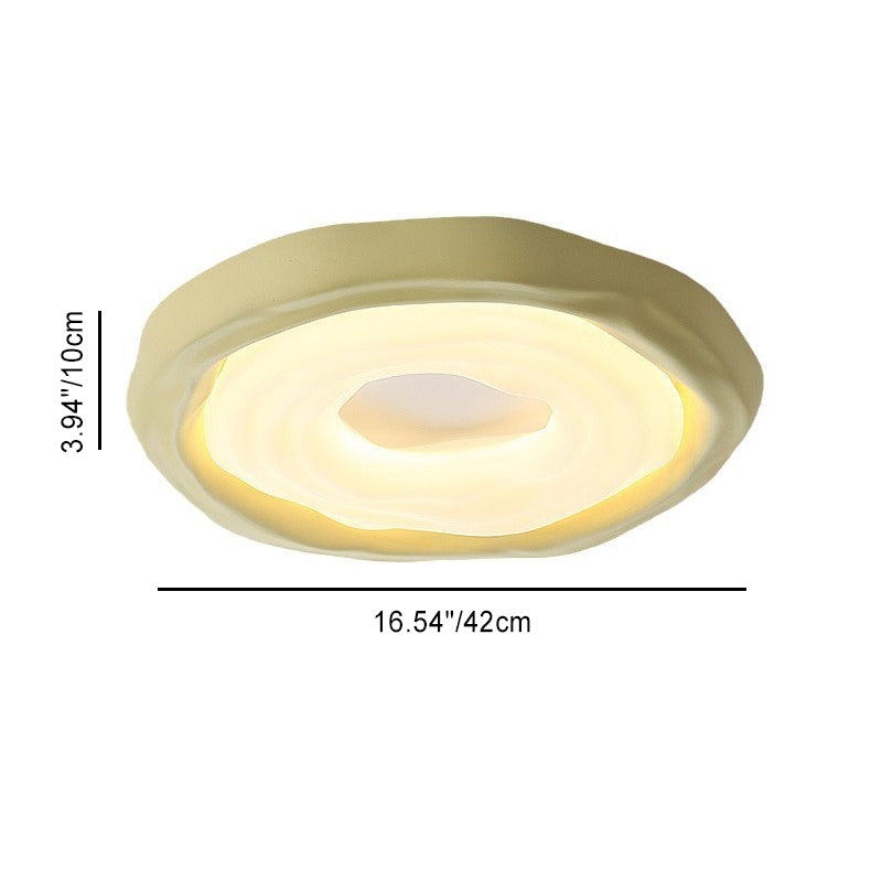 Contemporary Scandinavian Iron PE HIPS Round Cookie Texture LED Flush Mount Ceiling Light For Bedroom