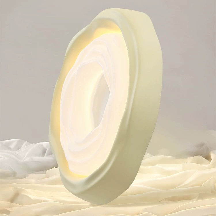 Contemporary Scandinavian Iron PE HIPS Round Cookie Texture LED Flush Mount Ceiling Light For Bedroom