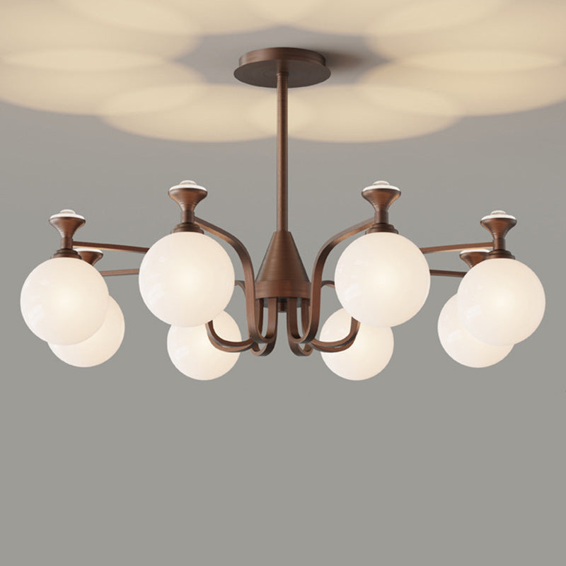 Contemporary Retro Hardware Glass Ball Projection 3/6/8/10 Light LED Chandeliers For Living Room