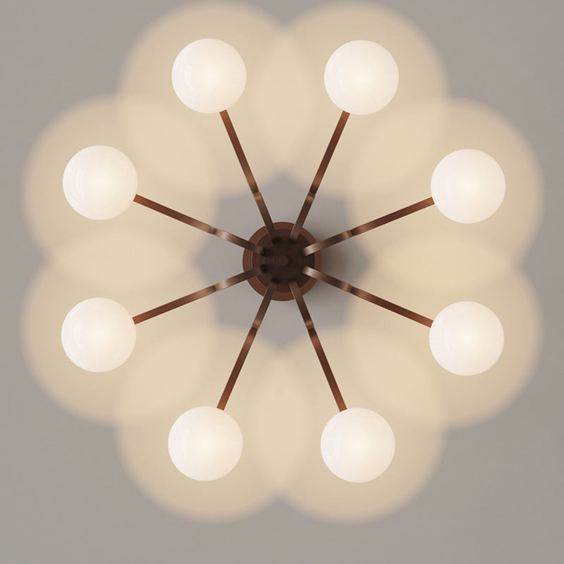 Contemporary Retro Hardware Glass Ball Projection 3/6/8/10 Light LED Chandeliers For Living Room